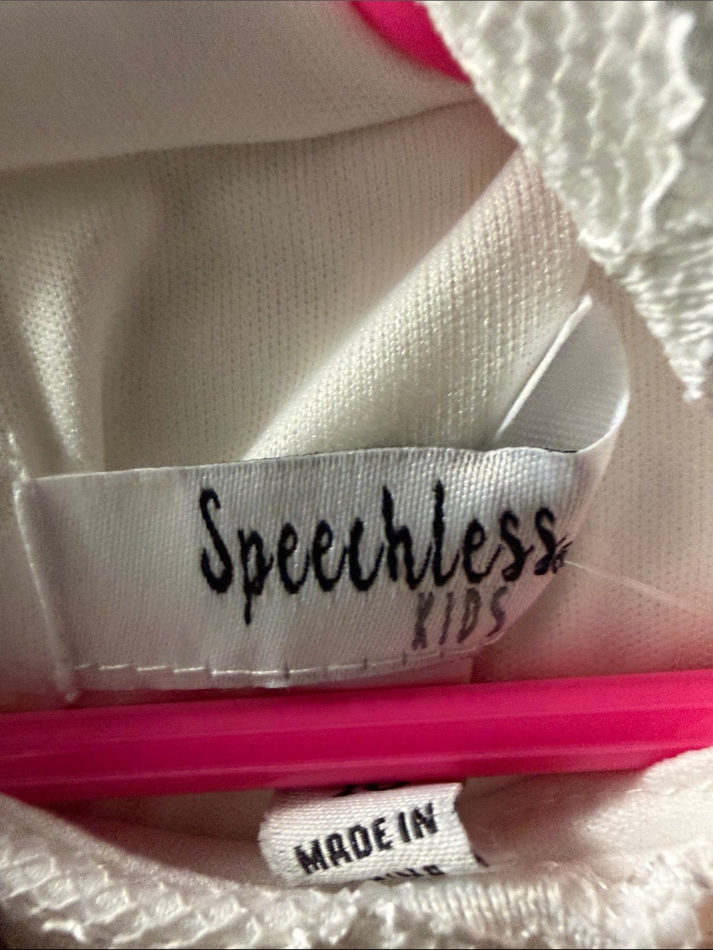 Speechless Girls White Dress with Pink Trim